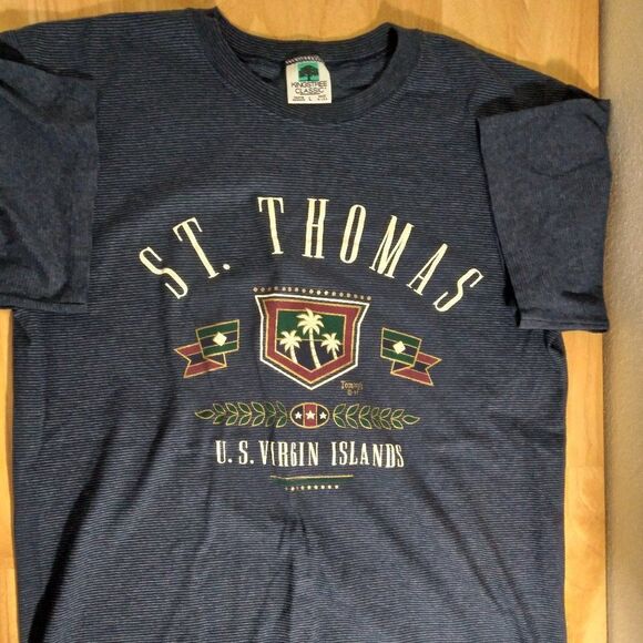 Vintage St. Thomas US Virgin Islands Striped T-Shirt - Picture 1 of 9